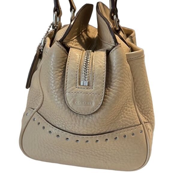 Coach Tan Pebbled Leather Top Zip Satchel Shoulder‎ Bag 5031 - Picture 4 of 16